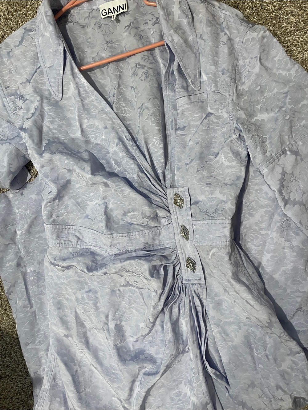 GANNI Lavender Wrap Midi Dress SZ 38 - Picture 6 of 7